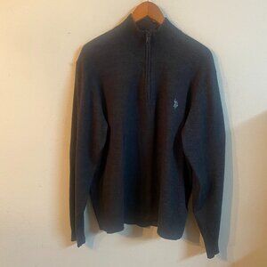 U.S. POLO ASSN. XL BLACK PULLOVER QUARTER-ZIP SWEATER / NEW WITHOUT TAG